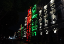 Inauguran nueva iluminación del Palacio Municipal de Puebla