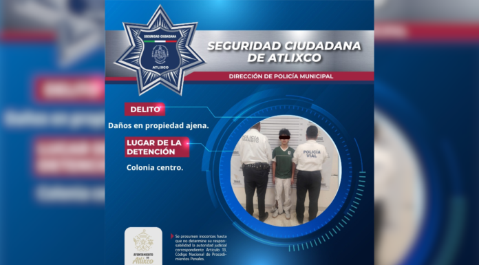 Detienen a motociclista tras choque en el Centro de Atlixco