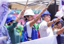 Lupita Cuautle arranca obra de agua potable en calle de Cacalotepec