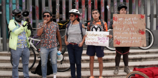 Ciclistas protestan en Puebla para exigir justicia por Cuitláhuac