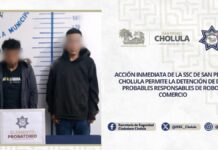 SSC Cholula detiene a dos hombres por robo en tienda de conveniencia