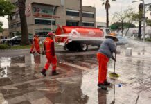 Realizan lavado en Avenida Juárez tras victoria de México