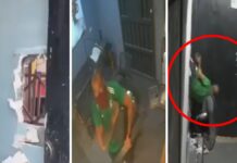 VIDEO: hombre abre boquete en muro y roba estudio de tatuajes en Puebla