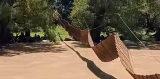 Colapsa puente colgante en Guadalupe Santa Ana por lluvias