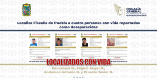 FGE Puebla ubica con vida a cuatro personas desaparecidas