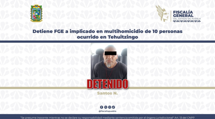 Cae presunto participante de multihomicidio en Tehuitzingo