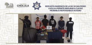 Caen cuatro personas por presunto robo a vivienda en Cholula