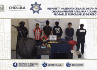 Caen cuatro personas por presunto robo a vivienda en Cholula