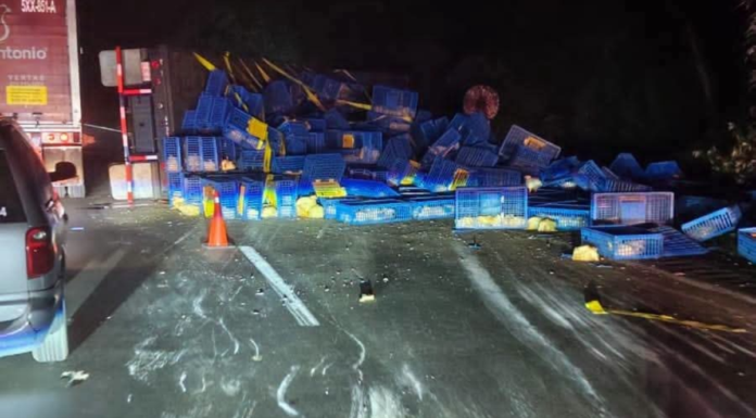 Volcadura de tráiler con pollo cierra la Puebla–Orizaba