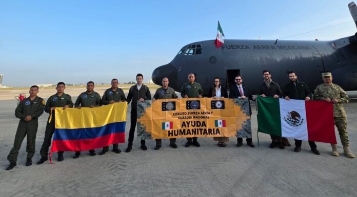México envía primeras 19 toneladas de ayuda humanitaria a Colombia