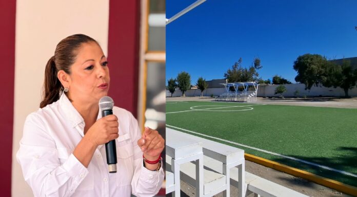 Construyen cancha en Quecholac con Obra Comunitaria: Laura Artemisa