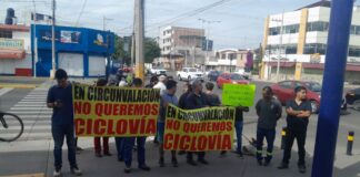 Protestan contra ciclovía en avenida Circunvalación