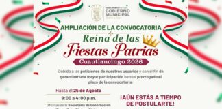 Cuautlancingo amplía plazo de convocatoria para Reina de Fiestas Patrias