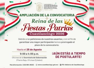 Cuautlancingo amplía plazo de convocatoria para Reina de Fiestas Patrias