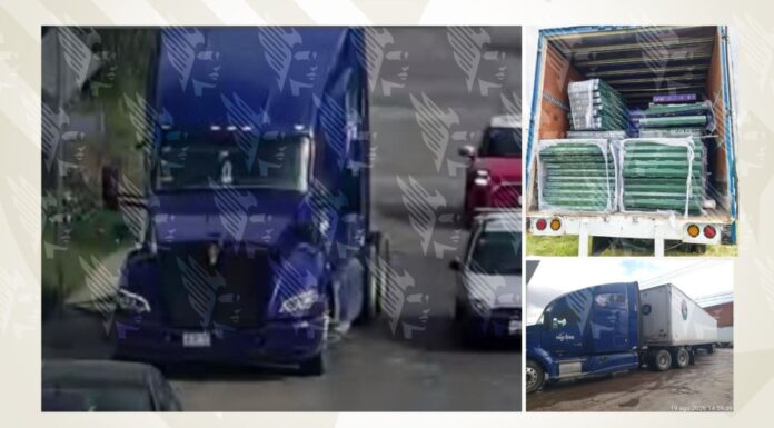 Recuperan tractocamión cargado de pantallas en Cuautlancingo
