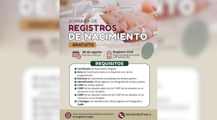 Atlixco realizará jornada gratuita de registros de nacimiento