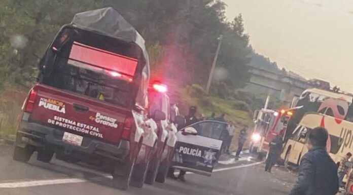 Choque entre autobús y tráiler en la Tlaxco-Tejocotal deja al menos 20 heridos