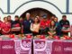 Tonantzin Fernández entrega uniformes a bomberos de San Pedro Cholula