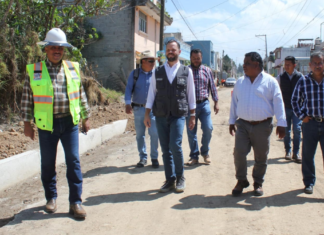 Supervisan rehabilitación vial en calle Francisco I. Madero