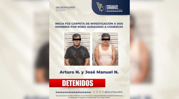 Detienen a dos por robo en tienda departamental de Xilotzingo