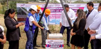 Lupita Cuautle inicia construcción de barda perimetral en Telesecundaria Otilio Montaño