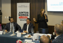 Maiella Gómez destaca avances laborales ante empresarios de Puebla