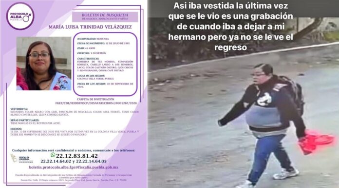 Buscan a María Luisa Trinidad; su celular estaría en el Mercado Morelos