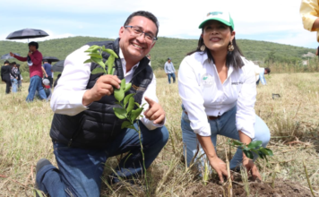Pável Gaspar participa en reforestación de escuelas de Izúcar