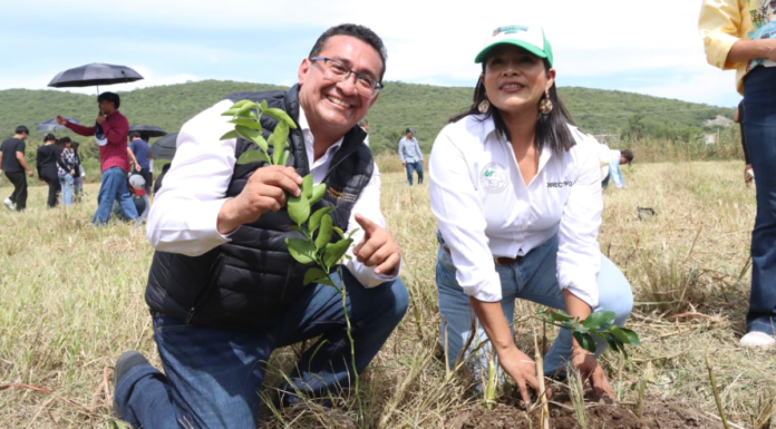 Pável Gaspar participa en reforestación de escuelas de Izúcar