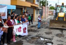 Tonantzin Fernández arranca rehabilitación en calles de Momoxpan y Cuachayotla