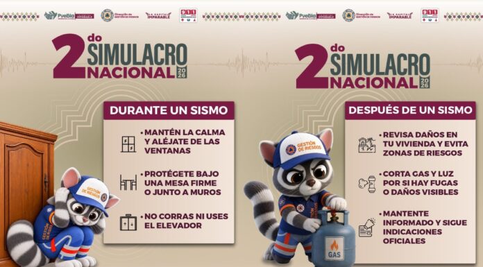 Ayuntamiento de Puebla se sumará al Simulacro Nacional 2026