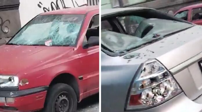 Vandalizan vehículos durante riña en el Centro Histórico de Puebla