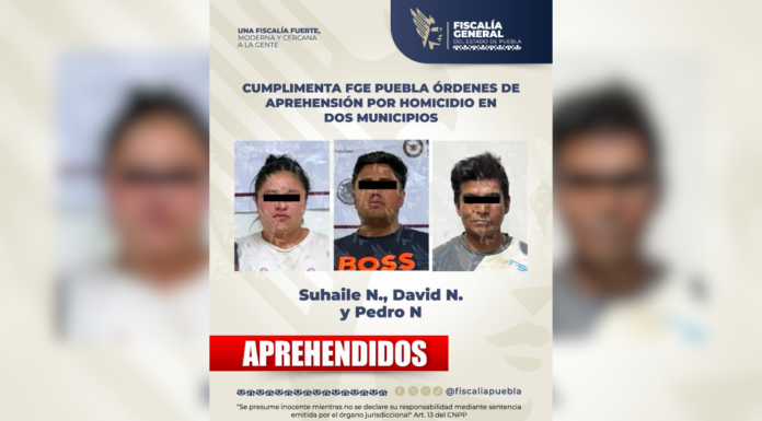FGE Puebla detiene a tres por homicidio y tentativa de homicidio