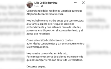 Lilia Cedillo expresa luto de la BUAP tras muerte de Hugo Alejandro