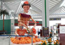 Catrina “La Vendedora de Flores” de Atlixco llega al AIFA