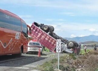 Volcadura de camión en la Puebla-Orizaba deja un lesionado