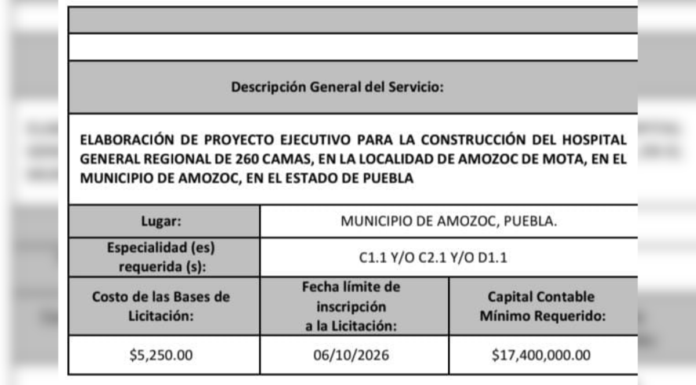 Tras 7 años, licitan proyecto para Hospital del IMSS en Amozoc