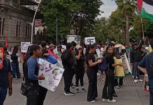 Realizan marcha en calles de Puebla en solidaridad con Palestina