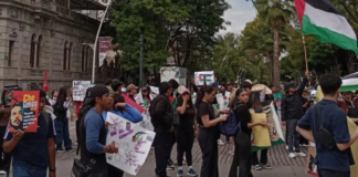 Realizan marcha en calles de Puebla en solidaridad con Palestina
