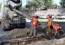 Continúan obras para mejorar sistema pluvial del bulevar 5 de Mayo
