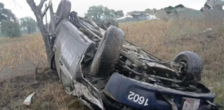 Patrulla de la Policía Estatal se accidenta en la Acatzingo-Quecholac