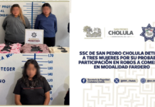 SSC Cholula detiene a tres mujeres por robos a comercio