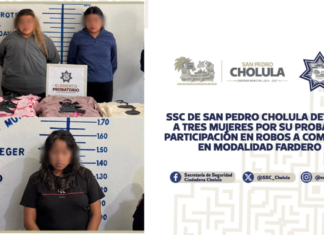 SSC Cholula detiene a tres mujeres por robos a comercio